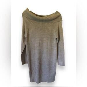 New York & Company SOHO Tunic Off The Shoulder Beige Sweater - XS